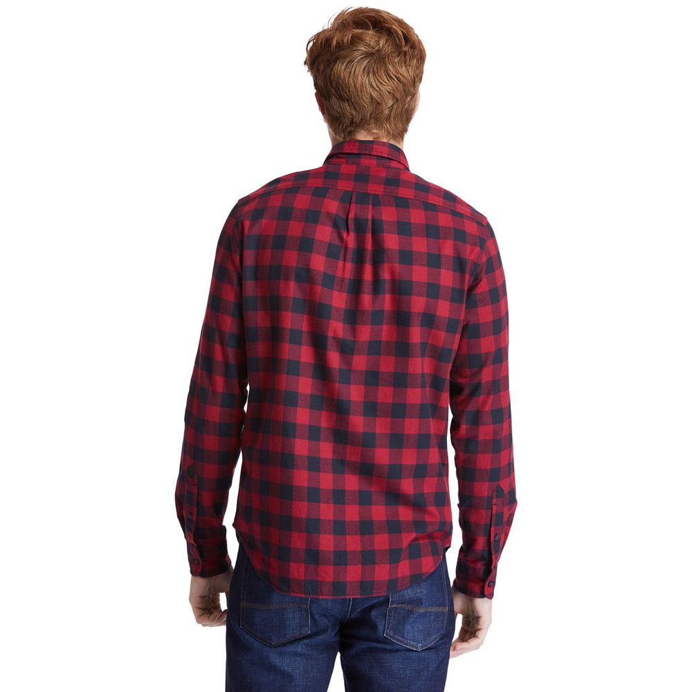 Timberland Πουκαμισα Ανδρικα Κοκκινα/Μαυρα - Nashua River Long-Sleeve Flannel Check - Greece 3816049